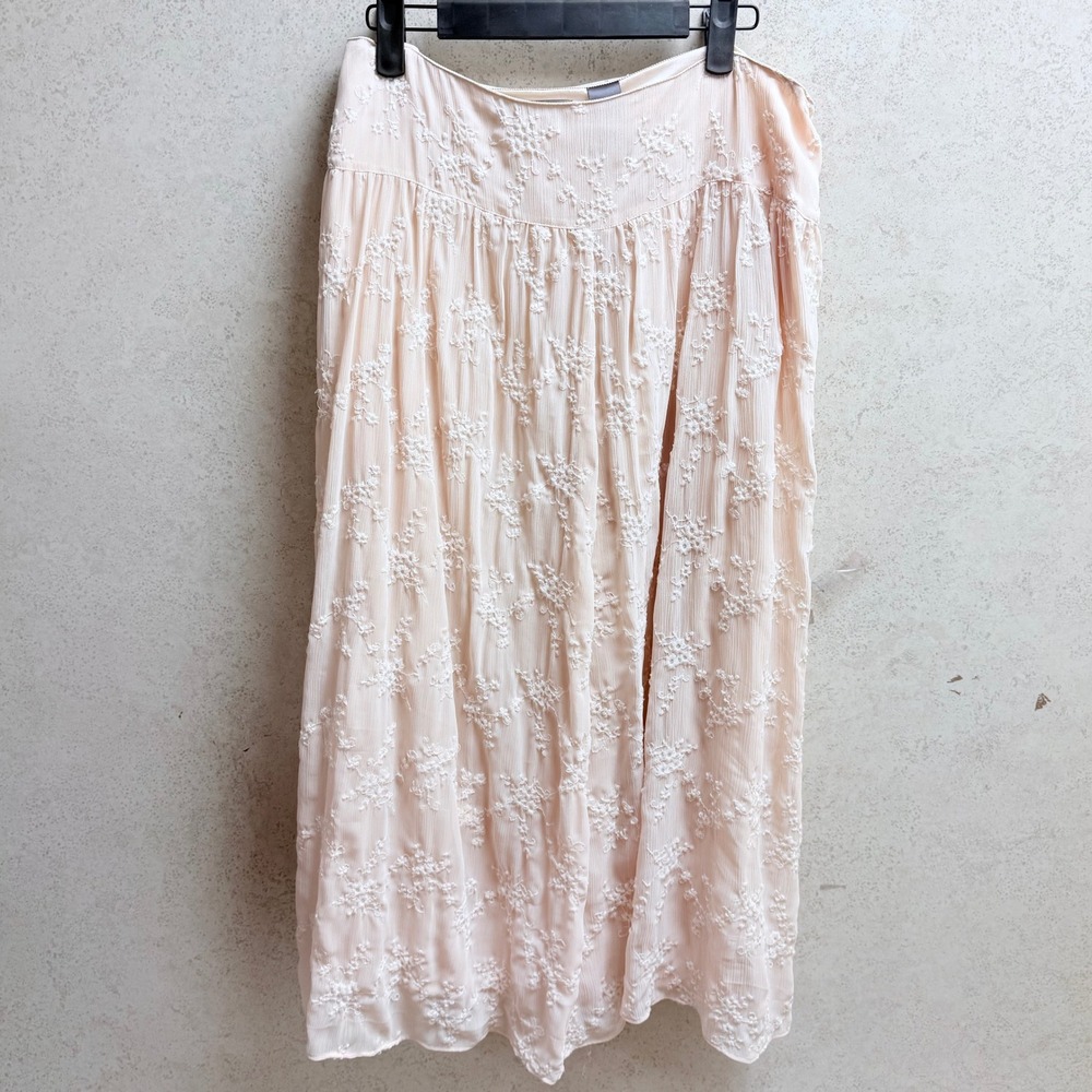Liz Claiborne Collection‎ 14 NWT Beige Floral Embroidered Boho Summer Long Skirt